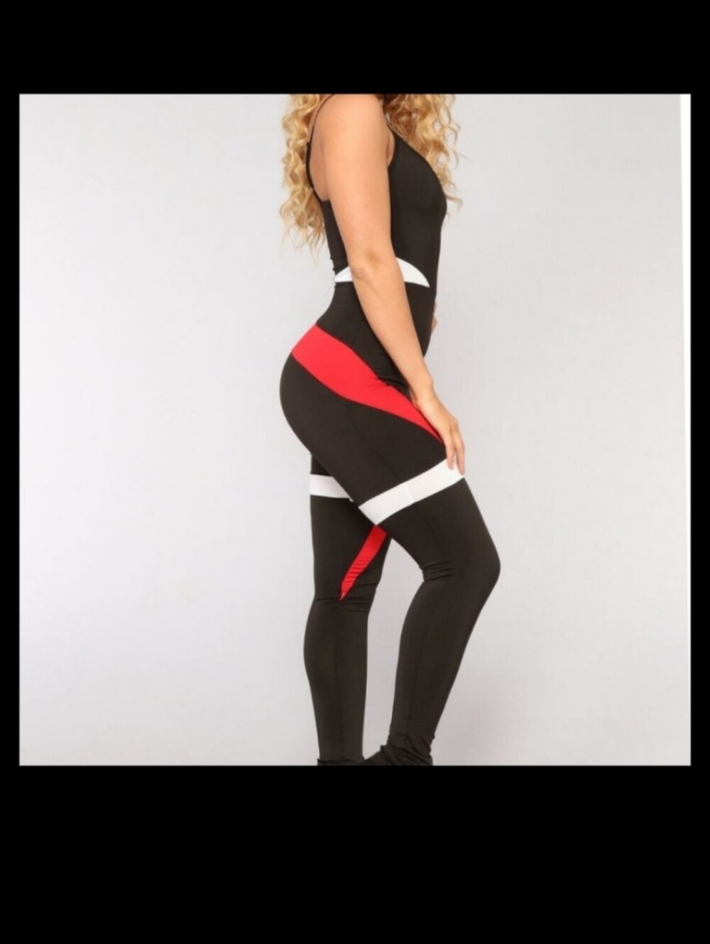 Fashion Nova Black and Red Leggings